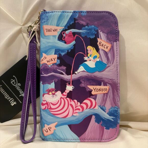 Loungefly Disney Alice In Wonderland Alice Cheshire Cat Tech Wristlet Wallet NWT - Picture 1 of 7